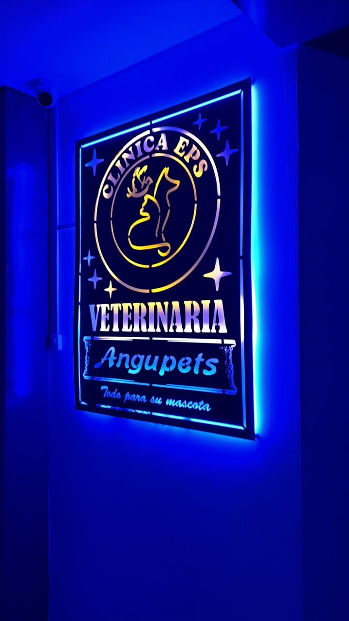 Letrero iluminado de Veterinaria Angupets en Sede Perdomo